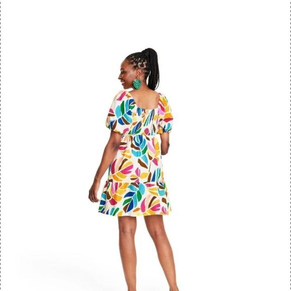 Women's Botanical Print Puff Sleeve Mini Dress - Tabitha Brown for Target - Picture 3 of 7
